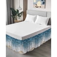thumbnail image 4 of Wave Effect Modern Art Bed Skirt Queen Size 16" Drop Abstract Blue Beach Ruffled Wrap Around Bed Skirts Adjustable Elastic Bedskirt Dust Ruffle for Queen Size Bed, 4 of 7