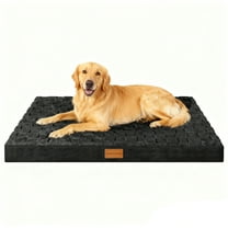 Exclusivo Mezcla Checkered Orthopedic Pet Bed for Large Dogs 42"X28", Waterproof Removable Washable Cover, Black