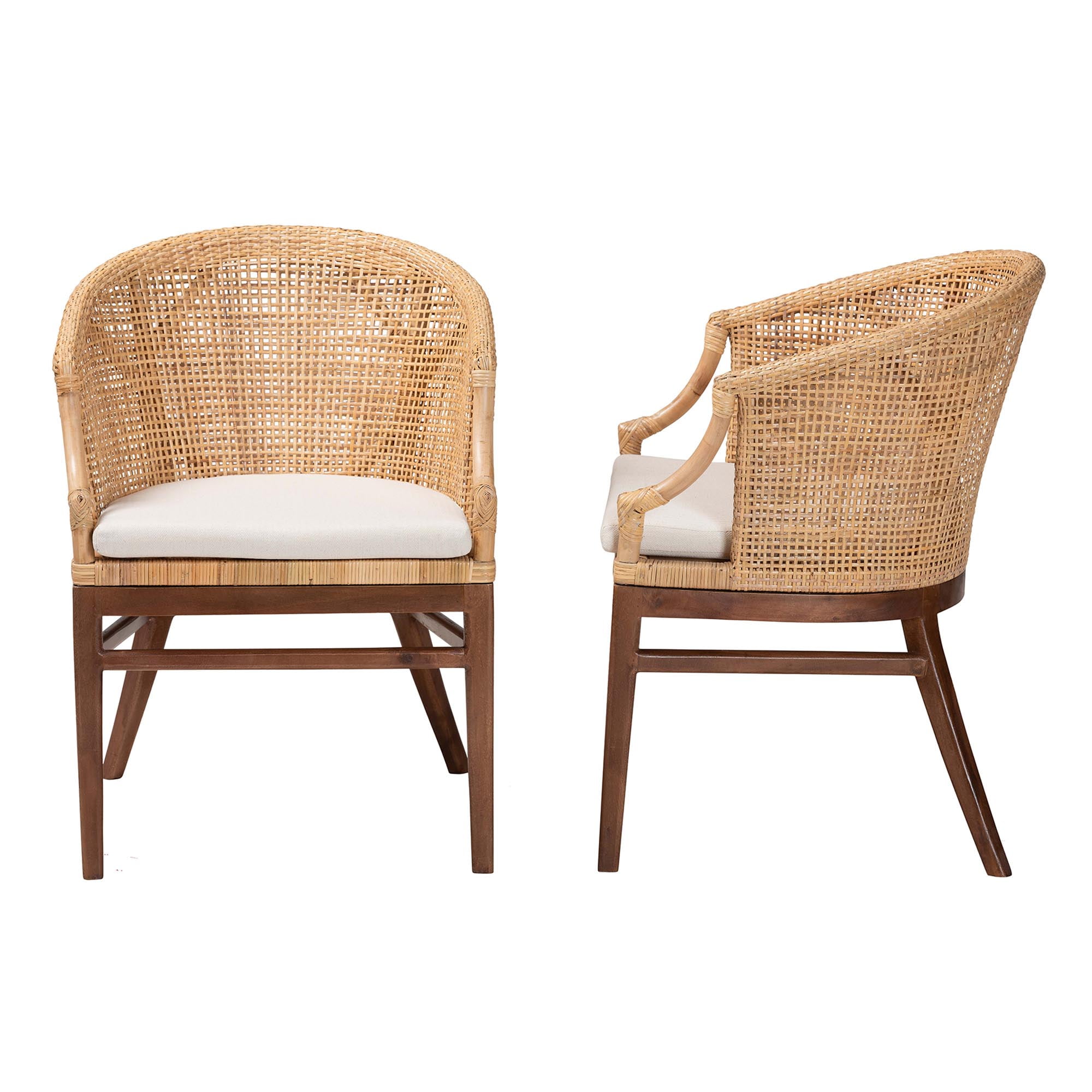 bali & pari Lumajang Boho Dining Chair, 2-Piece, Light Honey
