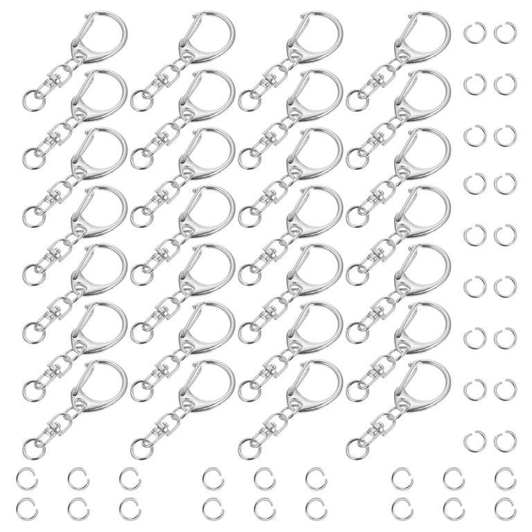 AUEAR, Keychain Clip Metal Spring Snap for DIY Keychain Hanging Buckle and  Bag Accessories Creative Key Ring (50 Pack, Heart Shape Design, Silver)