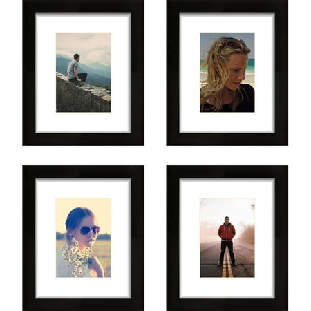 Craig Frames 8x10 Black Picture Frame Single White Mat With 5x7