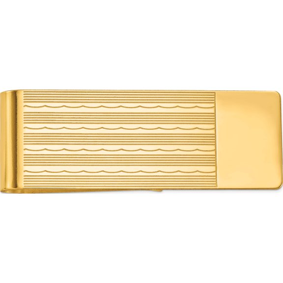 14K Yellow Gold Men's Textured Money Clip (52 X 20) Made In United States mc50
