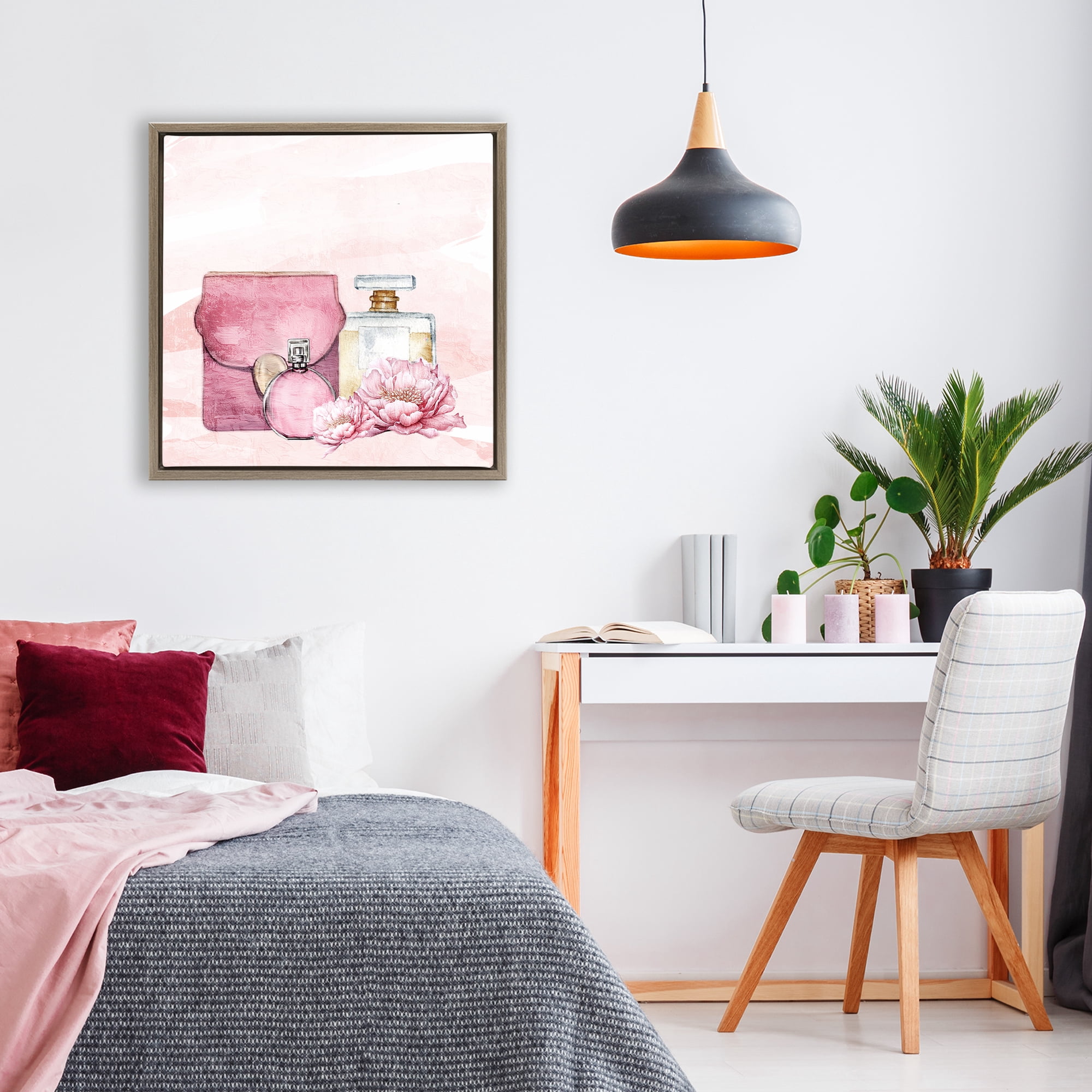 Stupell Industries Blush Glam Time Collection Brown Framed Floater Canvas Wall Art, design by Kim Allen