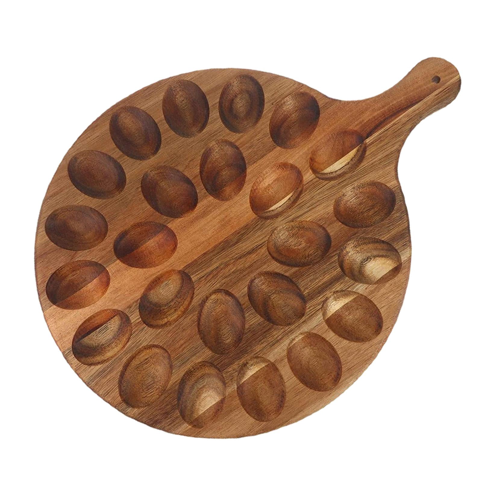 TISHITA Wood Deviled Egg Platter Egg Holder Versatile Reversible Egg Tray Cutting Board for Refrigerator Party Home Kitchen Supplies