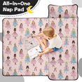 thumbnail image 3 of Princess and Girl Pink Pattern Teens Toddler Nap Mat with Pillow, Sleeping Mat Bag for Preschool Daycare 51"x22", 3 of 4
