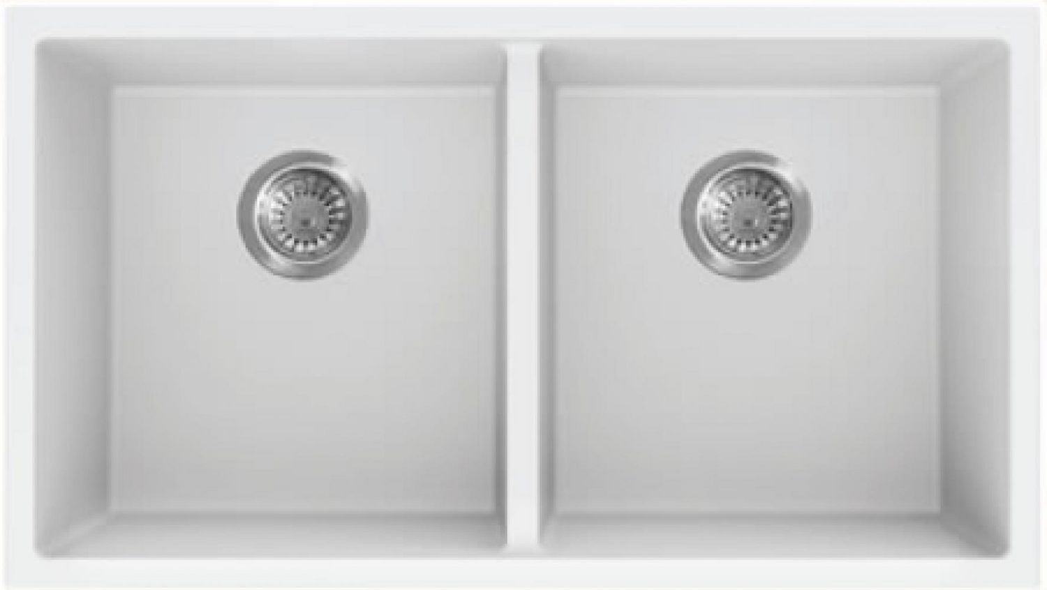 American Imaginations 34 pouces. W Évier de cuisine composite en granit blanc approuvé CSA avec 2 bolsAI-34572