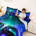 thumbnail image 3 of Castle Fairy Teal Blue Racing Car Full Size Sheets 4-Piece for Kids,Gradient Neon Light Speed Bed Sheets for Bedroom, 3 of 6