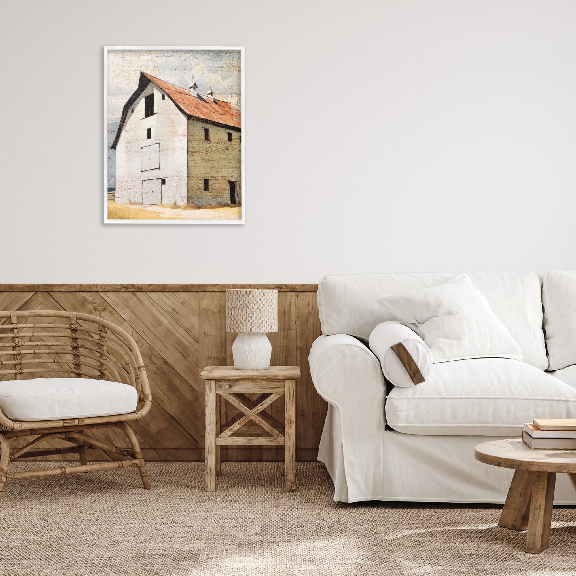 Stupell Industries Rustic Big Barn Red White Framed Giclee Art, design by Susan Jill