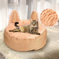 thumbnail image 4 of Cama para mascotas, cama suave para gatos, cama redonda para perros, cama de felpa de 35 cm, cama para mascotas para dormir y descansar en invierno (amarillo) oso de fresa Electrónica, 4 of 5