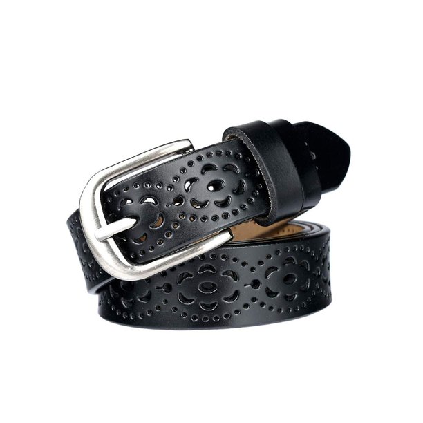 Cinturón de mujer YUANXCMXG de cuero de vaca genuino Negro