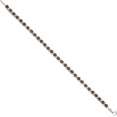 thumbnail image 4 of 925 Sterling Silver Brown Smoky Quartz Diamond Chain Gemstone Tennis Bracelet, 4 of 6