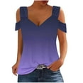 thumbnail image 2 of Blouses pour Femmes, Blouses à Col en V Mode pour Femmes, Chemises à Épaules Dénudées, Manches Courtes, 2 of 5