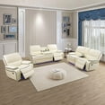 thumbnail image 6 of Recliner Sofa Set, Breathing Leather Living Room Furniture, Creamy White Reclining Leather Couch with USB Ports/Cup Holders/Storage Console (Creamy White-Power Recliner, Sofa+Loveseat+Chair), 6 of 6