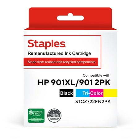UPC: 0718103272131 | TRU RED HP 901XL/901 Tricolor/Black Remanufactured High/Standard Yield Ink 2/PK TRCZ722FN2PK/SI