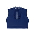 thumbnail image 4 of Hansber Kids Girls Lyrical Dance Crop Top Sleeveless Mock Neck Rhinestones Mesh Performance Cheerleading Tops Navy Blue 14, 4 of 5