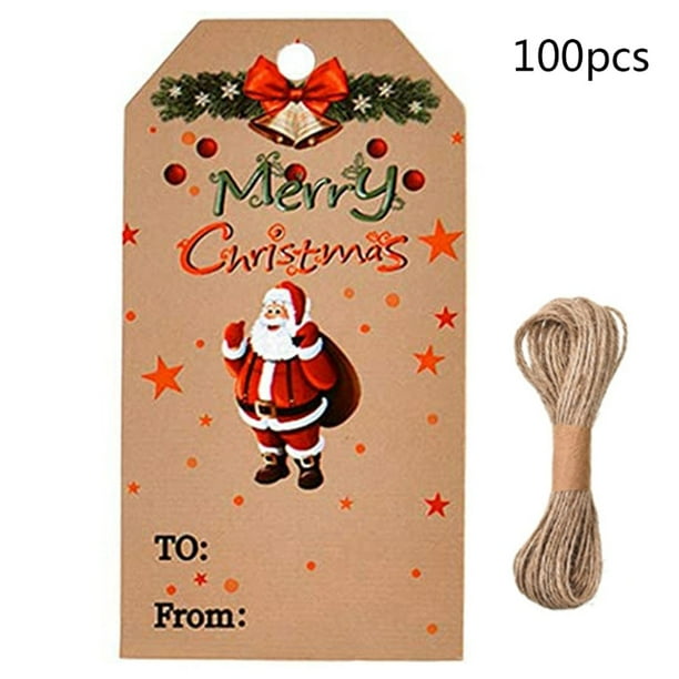 BOOYOU 100 Pieces Christmas Kraft Paper Gift Tags Snowman ...