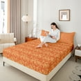 thumbnail image 4 of Feelyou Orange Boho Dragon Bed Sheets, Retro Western Damask King Sheets, 4-Piece, 4 of 7