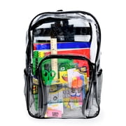 School Supply Boxes | 17 Clear Backpack Bundle for Middle School | Back to School Bookbag with Supplies | Contains Pencil Pouch, Notebooks, Filler Paper, Mechanical Pencils, Folders, and More
