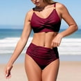 thumbnail image 3 of Women High Waisted Bathing Suit - Ruched Front Bikini Sets Standard Straps Padded Bras Two Piece Swimsuits Beach Vacation, 3 of 5