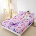 thumbnail image 4 of Manfei Dreamy Purple Butterfly Queen Sheet Sets for Female, Romantic Pink Bowknot Flat Sheet, Kawaii Animal Queen Fitted Sheet, Lightweight Room Decor, 4pcs, 4 of 7