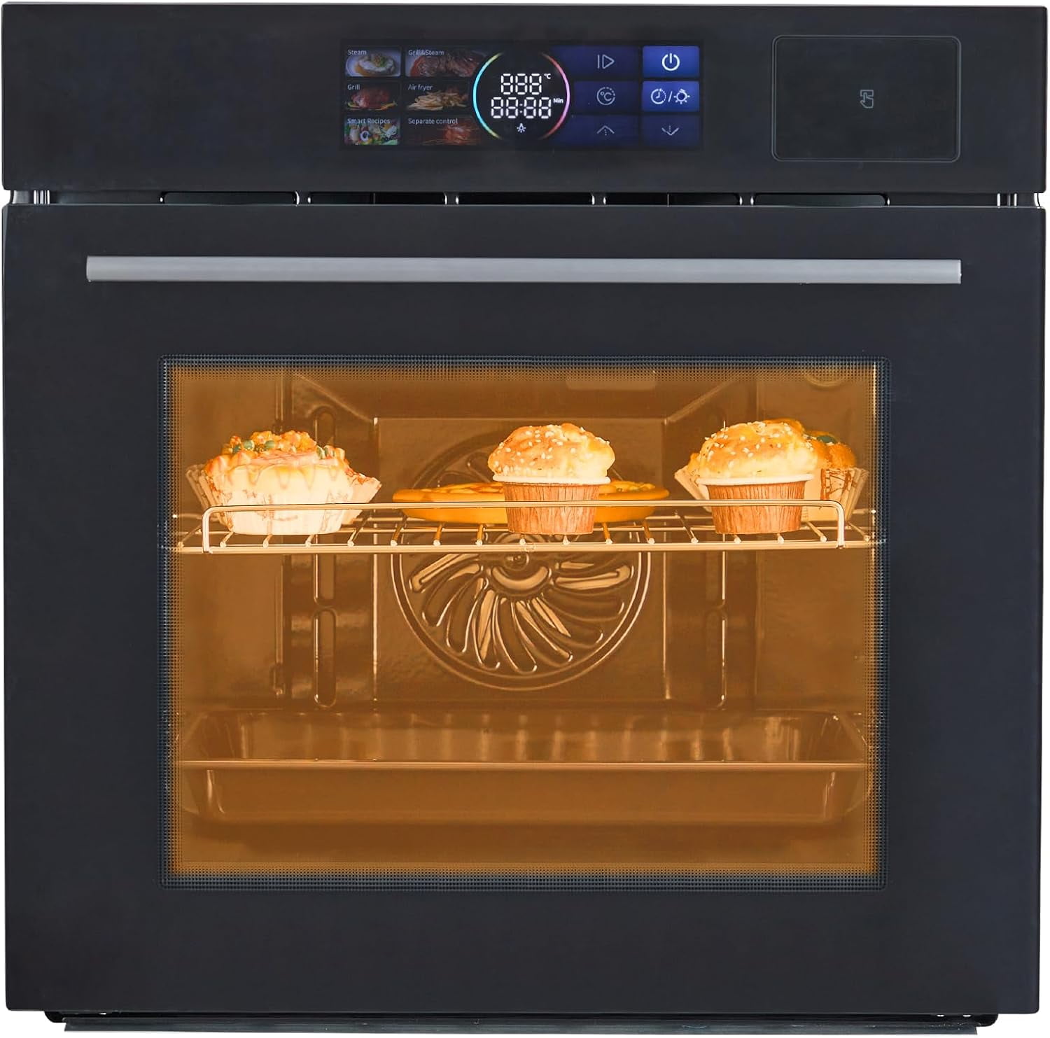 Luku Single Wall Oven, 2.5Cu.Ft, 3000W - Air Frying, 8 Baking Modes, Steam & Grill, Colorful LED Screen