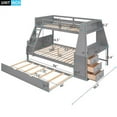 thumbnail image 2 of Harper & Bright Designs Twin Over Full Bunk Bed with Trundle and Built-in Desk, Wooden Bunkbed Frame with Storage Drawers and Shelf for Bedroom, Gray, 2 of 15