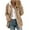 Khaki, variant on flyskyup Fuzzy Sherpa Jackets for Women Fleece Plush Hooded Coats Warm Outerwear with Pockets