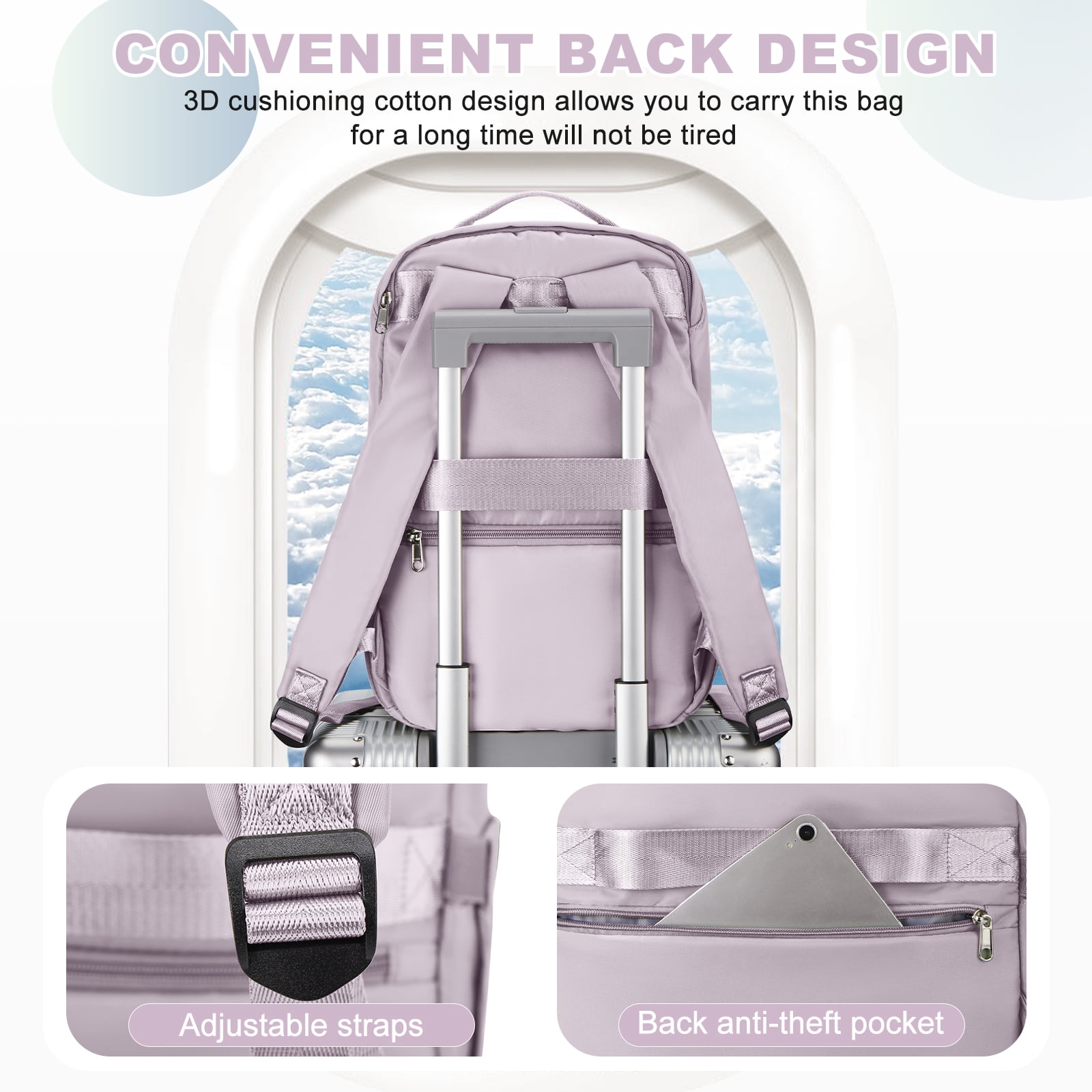 United Airline Approved Personal Item Travel Bag for Women, Underseat Luggage Carry On Backpack for Men, Cabin Size Waterproof Laptop Backpack, Mochila De Viaje, Rucksack Casual Daypack, Purple