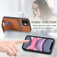 thumbnail image 4 of Allytechgroup Cards Holder Back Case for iPhone 11, Vintage PU Leather TPU Shockproof Slim Kickstand Anti-Drop Protective Wallet Phone Case Cover for Apple iPhone 11, Brown, 4 of 8