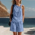 thumbnail image 2 of VBVC Women's Striped 2 Piece Shorts Set,Ladies' Asymmetrical Knot Sleeveless Top and Shorts,Casual Summer Beach Travel Outfit For Women,Blue,S-2XL, 2 of 9