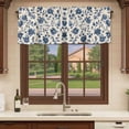 thumbnail image 6 of Navy Blue Floral Curtain Valances for Windows, Kitchen Valance Window Treatments Panel 2 Pack, Spring Vintage Blossom Botanical Rod Pocket Short Curtains for Bathroom Bedroom 54 x 18 Inch, 6 of 8
