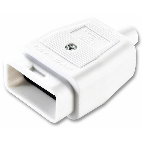 MASTERPLUG - 10A 3 Pin In-Line Connector Socket, White