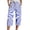 Blue, variant on CAIVO Women Summer Capri Pants Fashion Striped Print Button Casual Versatile Drawstring Loose Ankle Length Pants Breathable Trousers