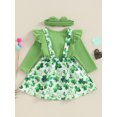 thumbnail image 4 of St. Patrick's Day Baby Girl Outfit 3 6 9 12 18 Months Long Sleeve Onesie Romper Lucky Clover Suspender Skirt Headband 3Pcs Clothes Set, 4 of 8