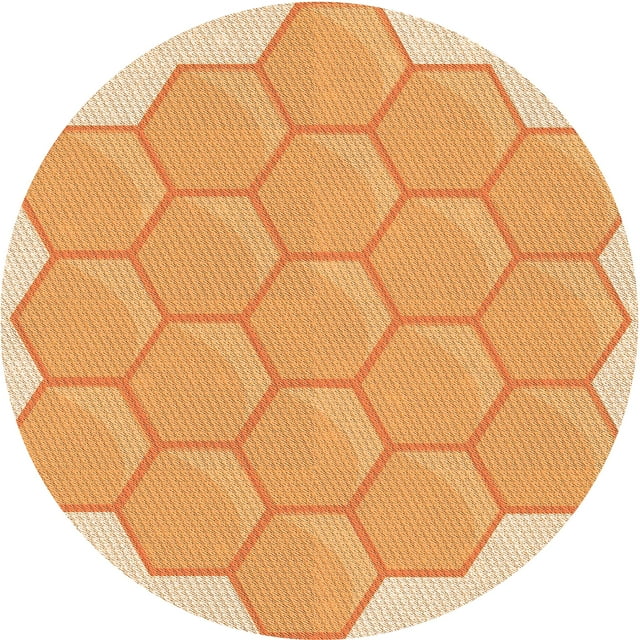 Ahgly Company Tapis Rond Lavable en Machine Intérieur Transitionnel Orange Néon, 6 Pieds Rond