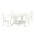 thumbnail image 2 of East West Furniture Vancouver 5-piece Dining Set with Wood Chairs in Linen White, 2 of 6