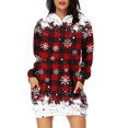 thumbnail image 2 of TIMIFIS Robe Chandail à Capuche Imprimé de Noël Laid pour Femmes Robe Midi Ample à Manches Longues avec Poche Cadeaux de Noël pour Femmes, 2 of 6