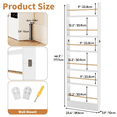 thumbnail image 2 of VGBYUJ 6 Tier Behind The Door Bookshelf, 70" Thin Narrow Bookshelf, Space Saving Wall Book Shelf Coner Bookshelf, White, 2 of 9