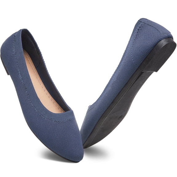 AOMAIS Women Ballet Flats Navy Pointy Toe Flats Mesh Shoes for Women Slip on Shoes(Navy,US10)
