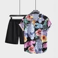 thumbnail image 5 of IWRICH Hawaiian Shirt Set for Men Short Sleeves Tropical Printed Shirts and Shorts 2 Piece Casual Button down Summer Beach Floral Outfits 09-Orange L, 5 of 9
