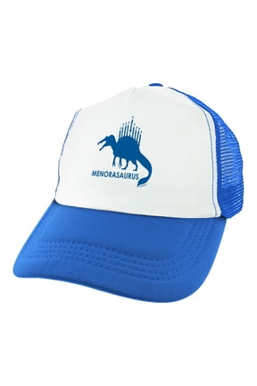 Hanukkah Funny Dinosaur Hanukkah Menorah-Saurus Trucker Hat Blue