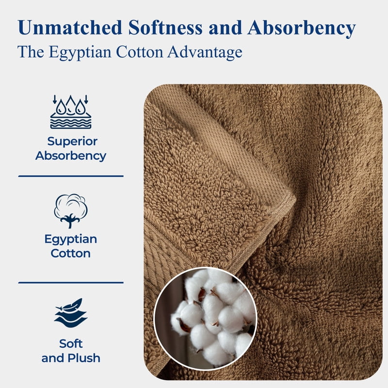 Superior 800 GSM Egyptian Cotton 4-Piece Hand Towel Set, Soft Ultra Absorbent Towels, Stone