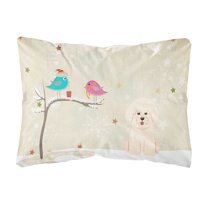 Carolines Treasures BB2547PW1216 Christmas Presents between Friends Bichon Frise Canvas Fabric Decorative Pillow, 12H