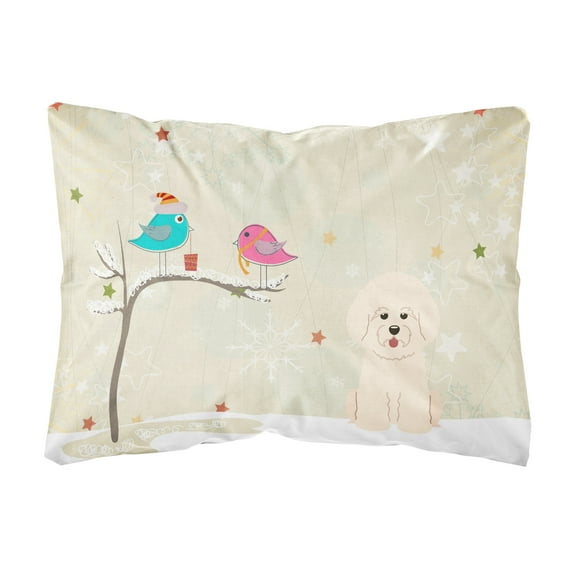 Carolines Treasures BB2547PW1216 Christmas Presents between Friends Bichon Frise Canvas Fabric Decorative Pillow, 12H