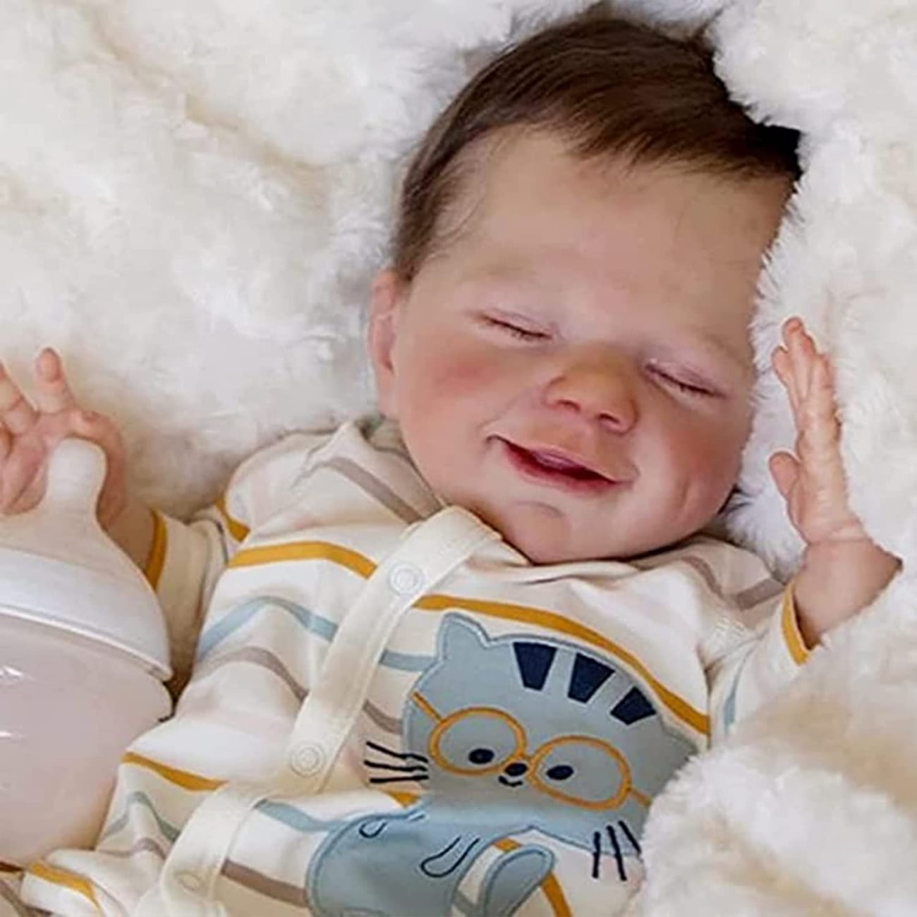 HUIMEYA Lifelike Reborn Baby Dolls Boy 18 Inch Newborn Sleeping Baby Dolls with Feeding Toy for Kids Age 3+