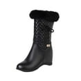 thumbnail image 2 of Wavsuf Hiking Boots for Women Wide Round Toe Mid Calf Black Shoes Size 43, 2 of 9