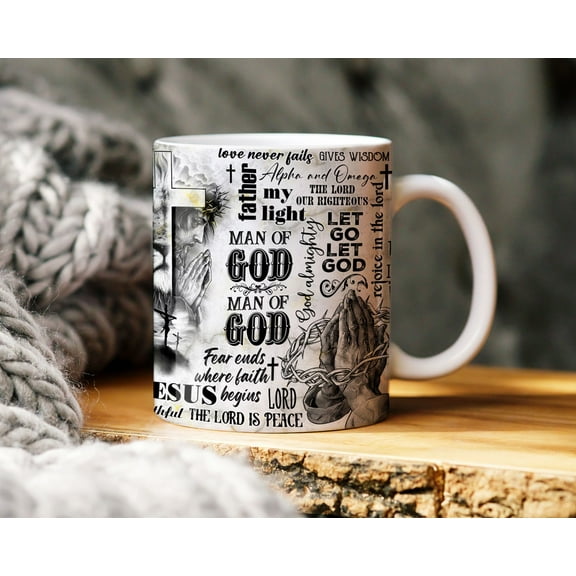 Man Of God Ceramic Mug, Religious Bible Verse Mug, Christian Coffee Cup Design
