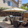 thumbnail image 3 of PURPLE LEAF 11FT Deluxe Square Solar Powered LED Patio Umbrella with Base, Large Offset Cantilever Umbrella with 360° Rotation, Beige, 3 of 17