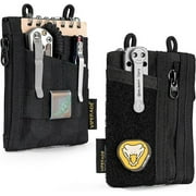 VIPERADE VE18-S Small EDC Pouch, Mini Pocket Organizer Pouch for Men, EDC Pocket Organizer Pouch, 3 Slots with 2 Zipper Pockets, Velcro Pouch Multitool Pouch-Black