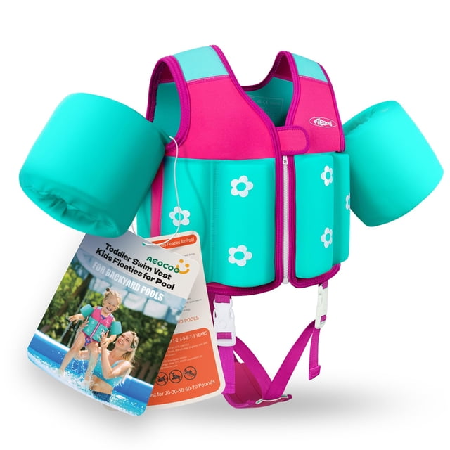 Chaleco de natación para niños AEOCOO, flotador para bebé, rosa